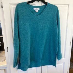 Magaschoni Cashmere V-Neck Pullover Sweater Super Soft Warm Jewel Tones Large